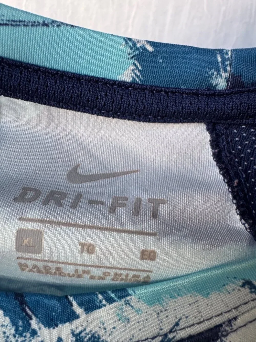 Nike Pro Dri-FIT Men's Large Blue Brushstroke Camo Short Sleeve Training Shirt